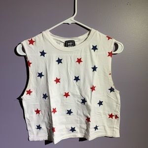 Cute red and blue star crop sleeveless tee